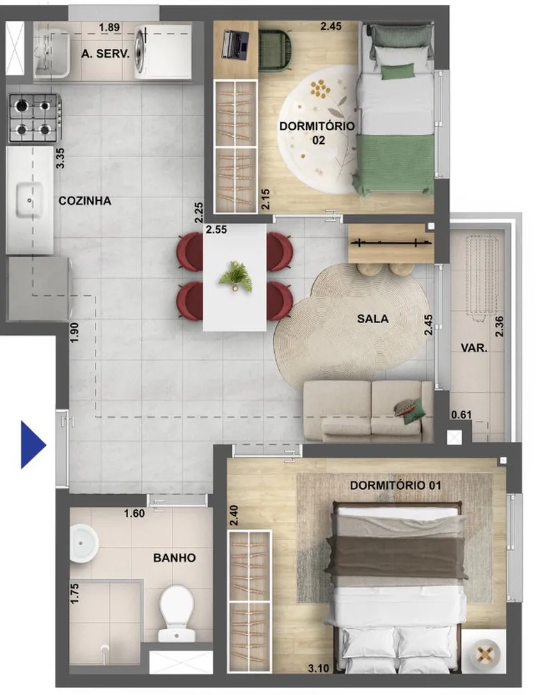Apartamento, 2 quartos, 38 m² - Foto 11