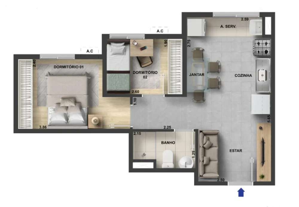 Apartamento, 1 quarto - Foto 3