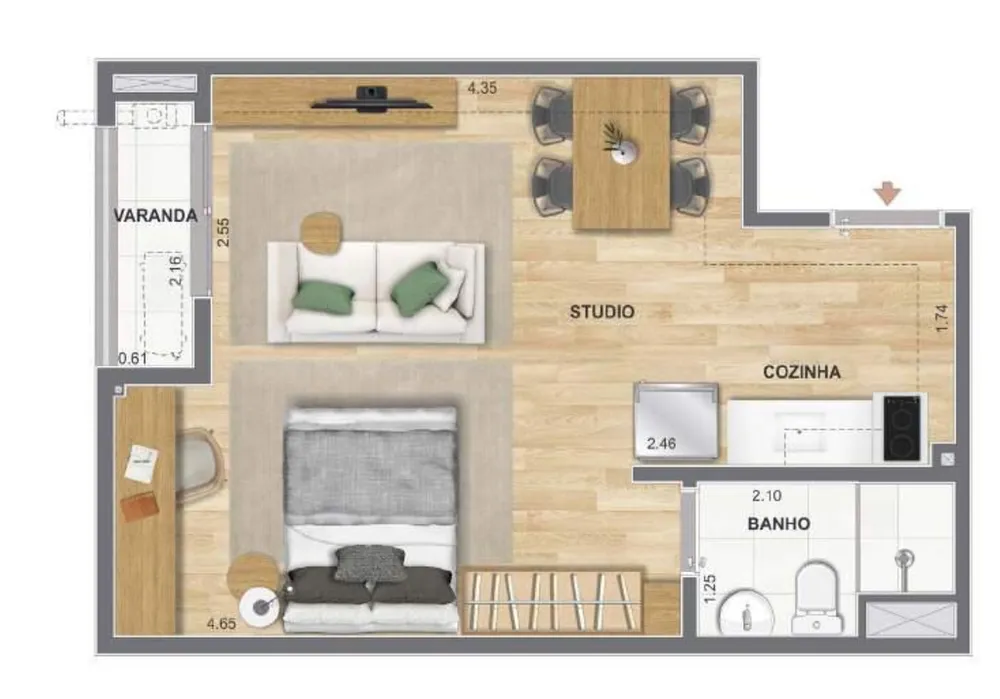Apartamento, 1 quarto, 33 m² - Foto 14
