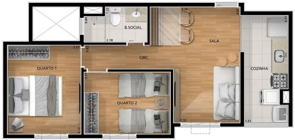 Apartamento, 2 quartos, 44 m² - Foto 6