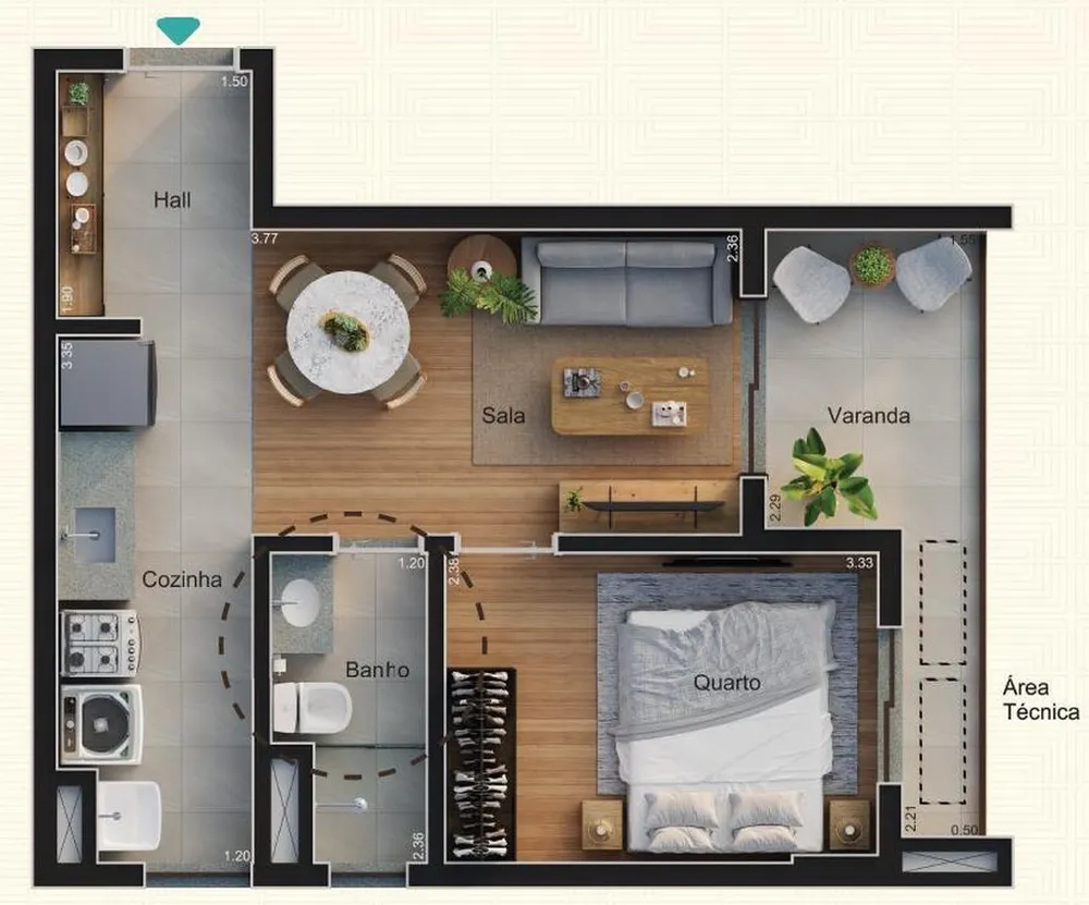 Apartamento, 2 quartos, 52 m² - Foto 8