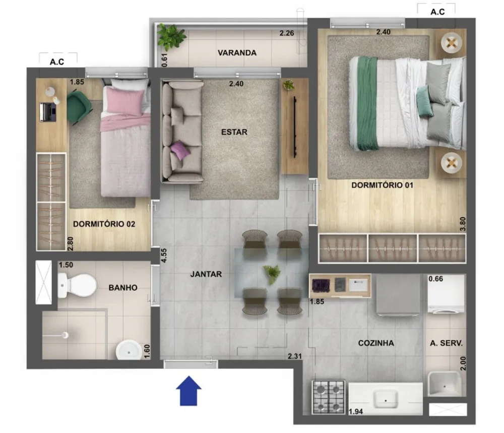 Apartamento, 2 quartos, 39 m² - Foto 6