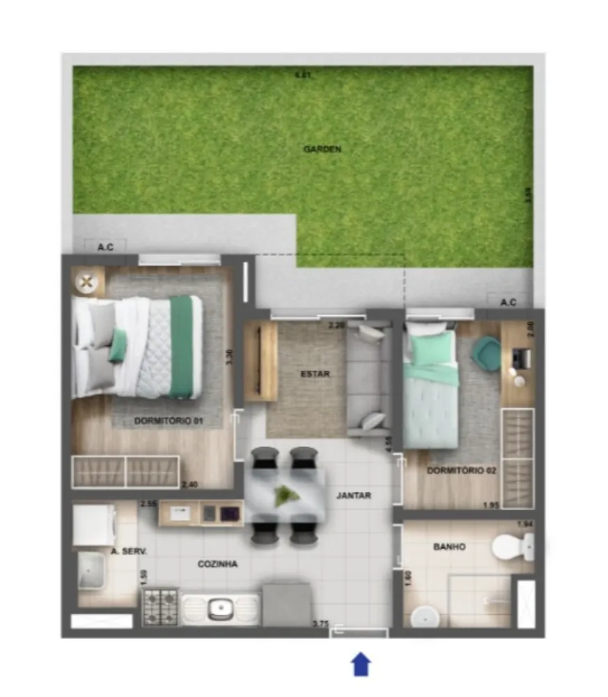 Apartamento, 2 quartos, 56 m² - Foto 1