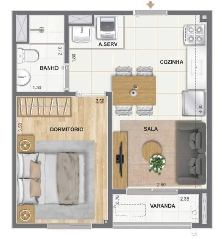 Apartamento, 1 quarto, 39 m² - Foto 6