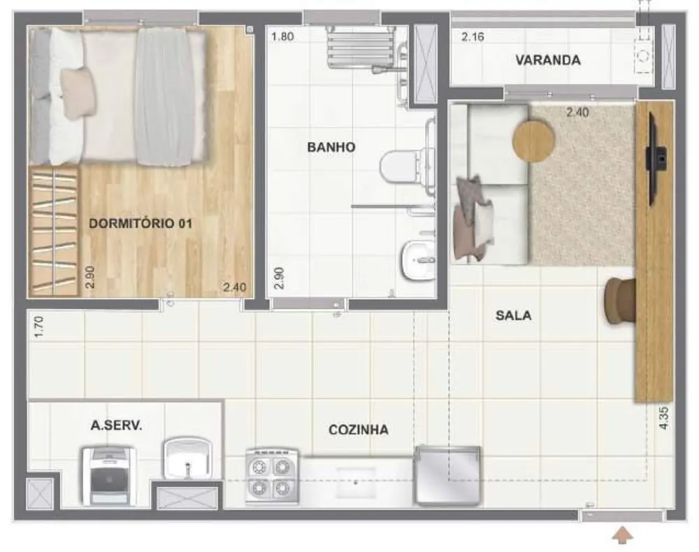 Apartamento, 1 quarto, 39 m² - Foto 13