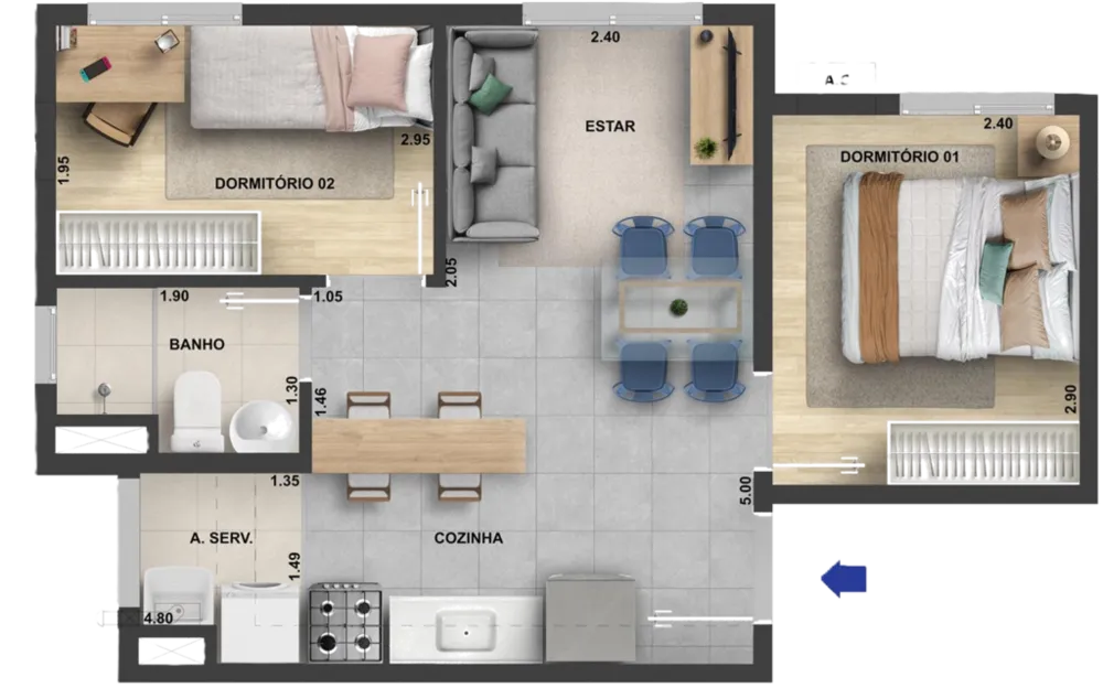 Apartamento, 1 quarto - Foto 3