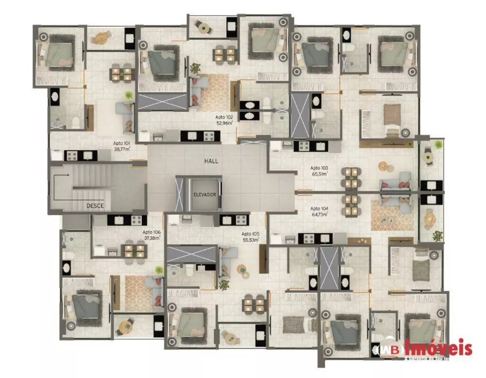 Apartamento, 2 quartos, 52 m² - Foto 7