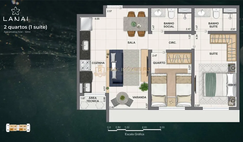 Apartamento, 2 quartos, 52 m² - Foto 1
