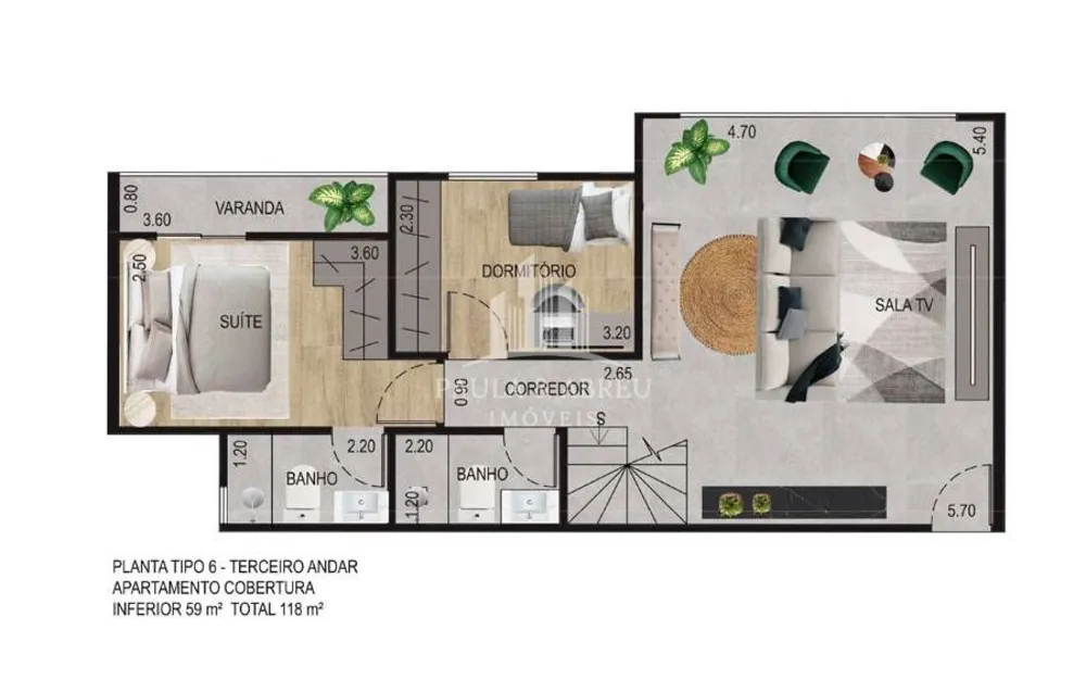 Cobertura, 2 quartos, 115 m² - Foto 8