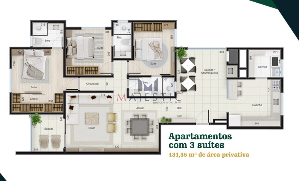 Apartamento, 1 quarto, 131 m² - Foto 2