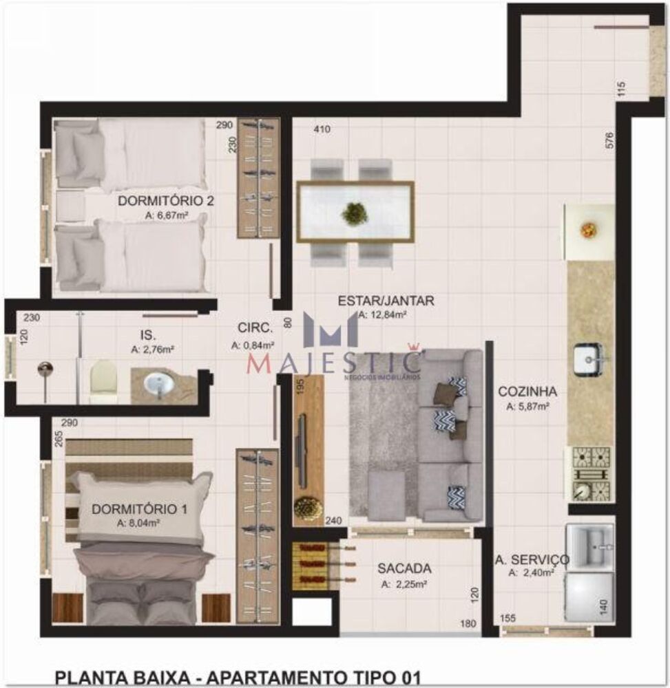 Apartamento, 2 quartos, 57 m² - Foto 2