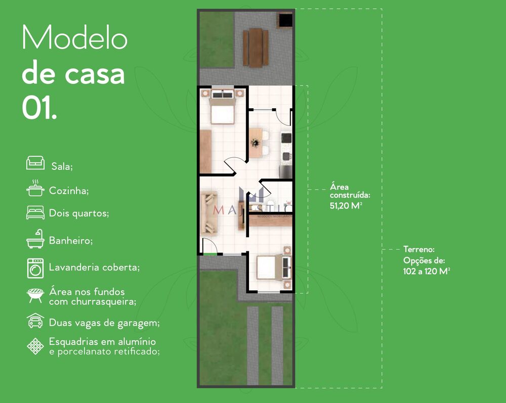 Casa, 2 quartos, 51 m² - Foto 2