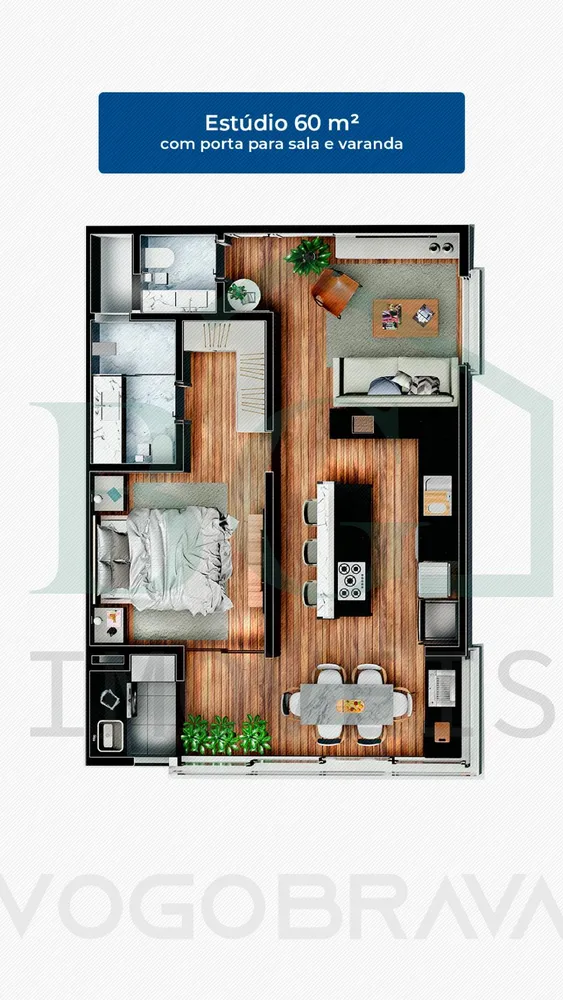Apartamento, 1 quarto, 60 m² - Foto 1
