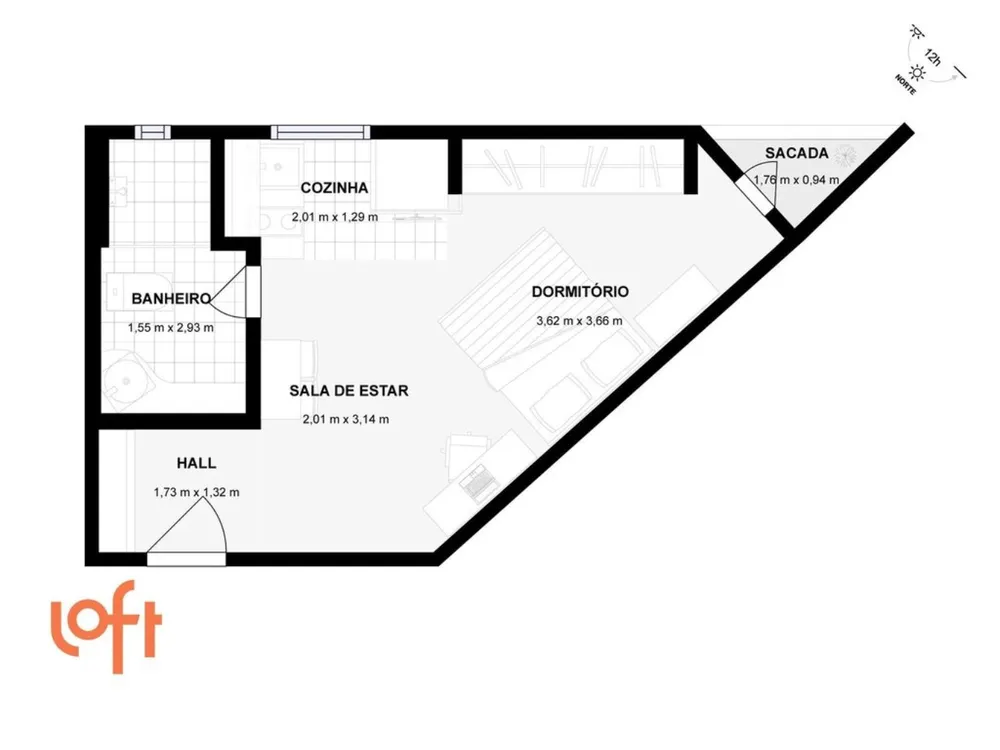 Apartamento, 1 quarto, 34 m² - Foto 3