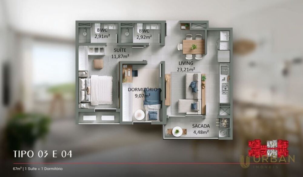 Apartamento, 2 quartos, 67 m² - Foto 2