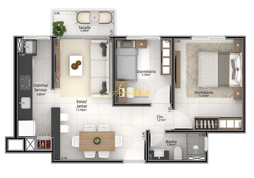 Apartamento à venda com 1 quarto, 42m² - Foto 4