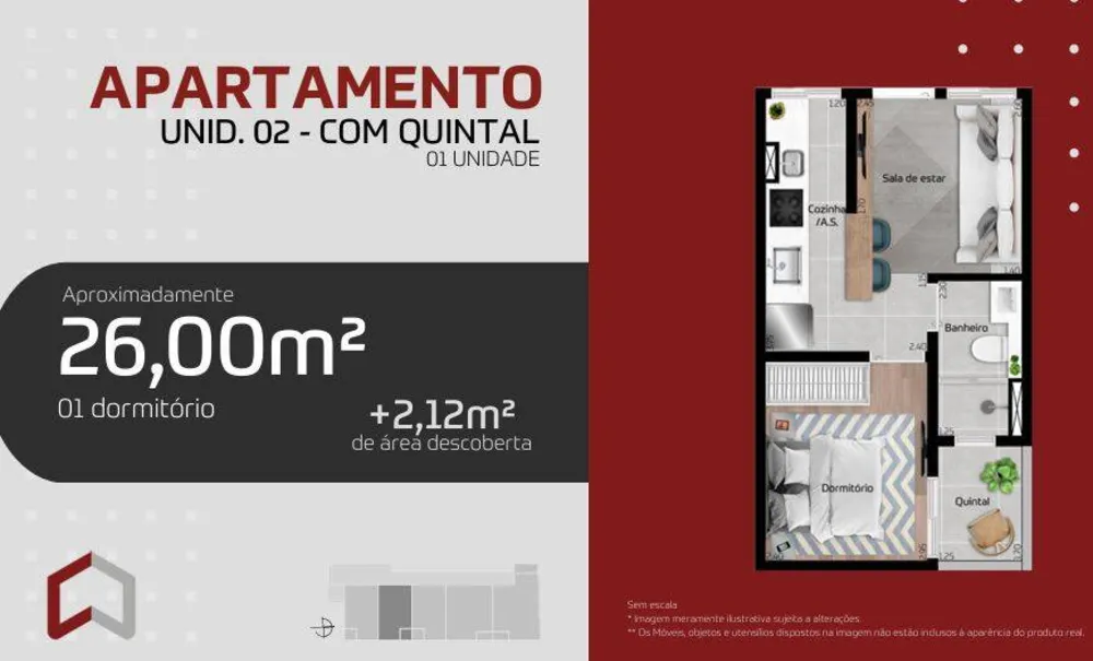 Apartamento, 1 quarto, 26 m² - Foto 2
