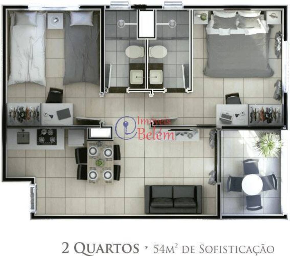 Apartamento, 2 quartos, 54 m² - Foto 2