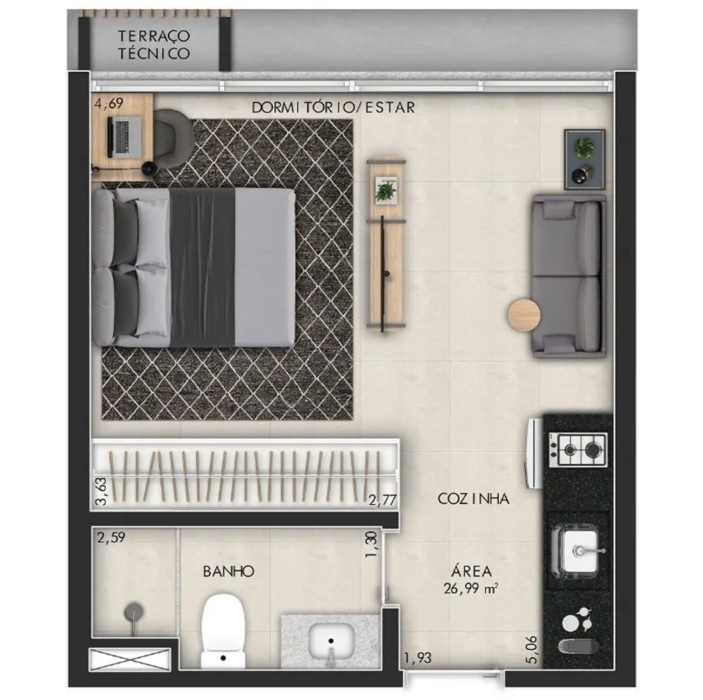 Apartamento, 1 quarto, 27 m² - Foto 8