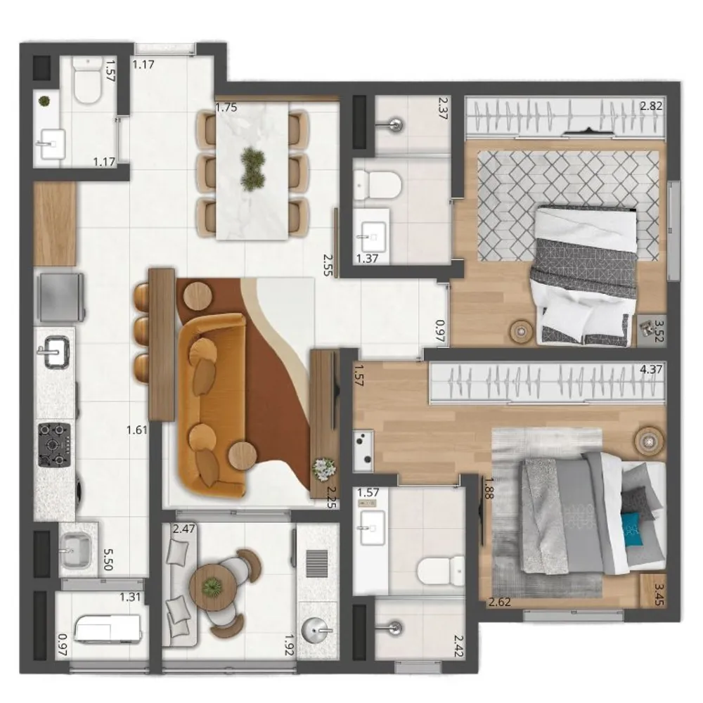 Apartamento, 2 quartos, 75 m² - Foto 8