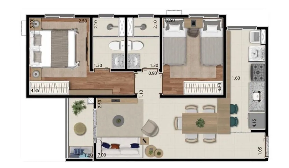 Apartamento, 2 quartos, 51 m² - Foto 3