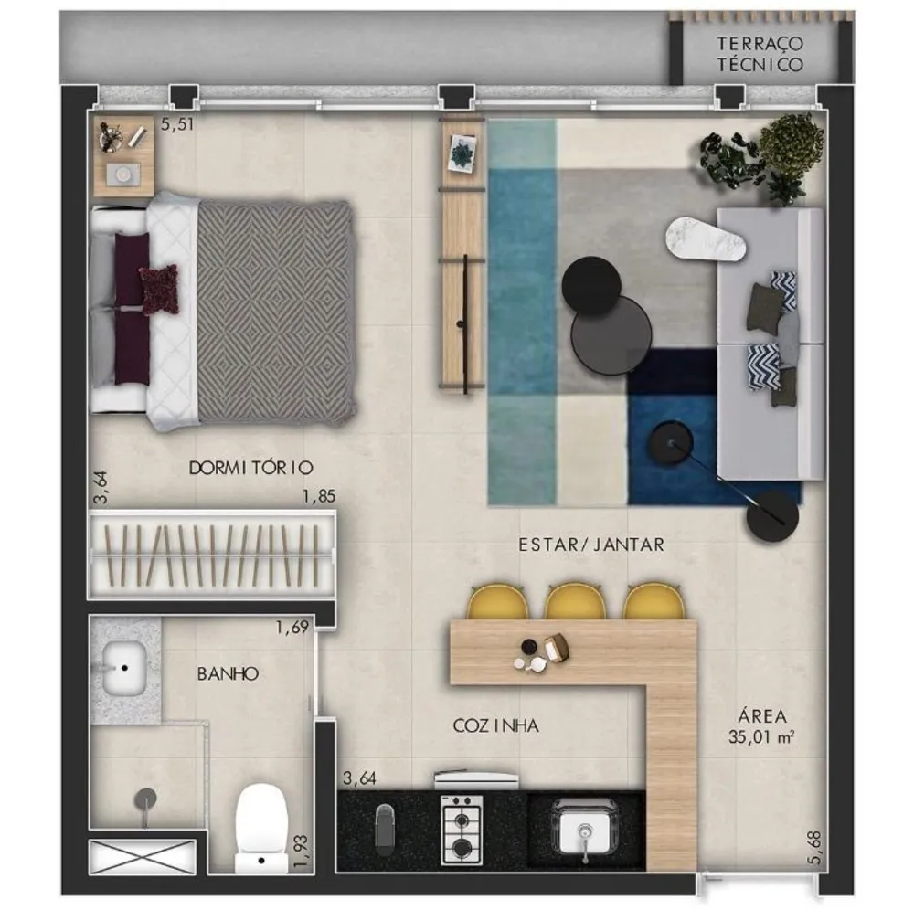 Apartamento, 1 quarto, 35 m² - Foto 7