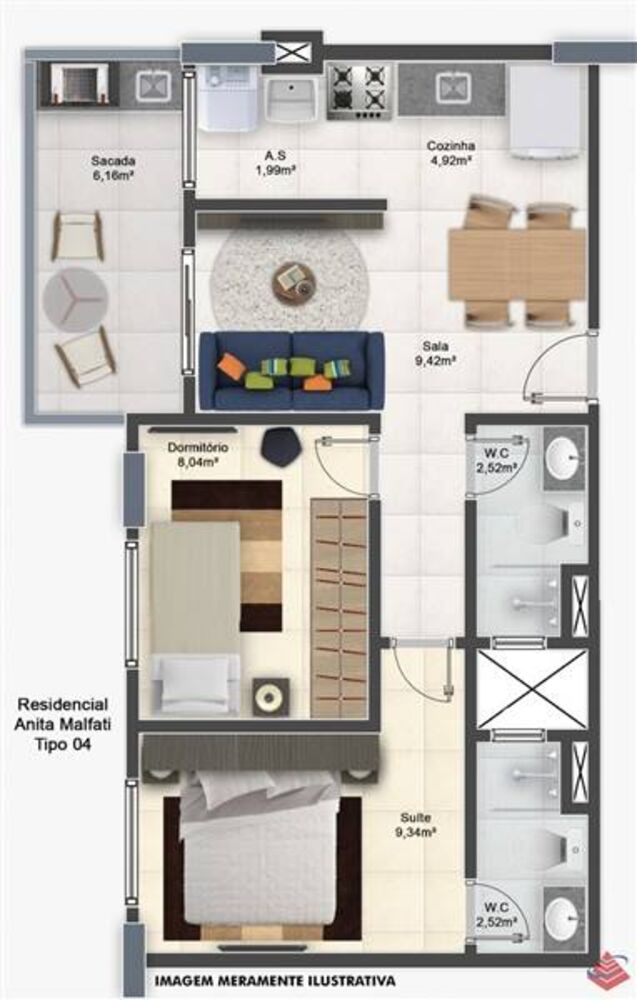 Apartamento, 2 quartos, 55 m² - Foto 2