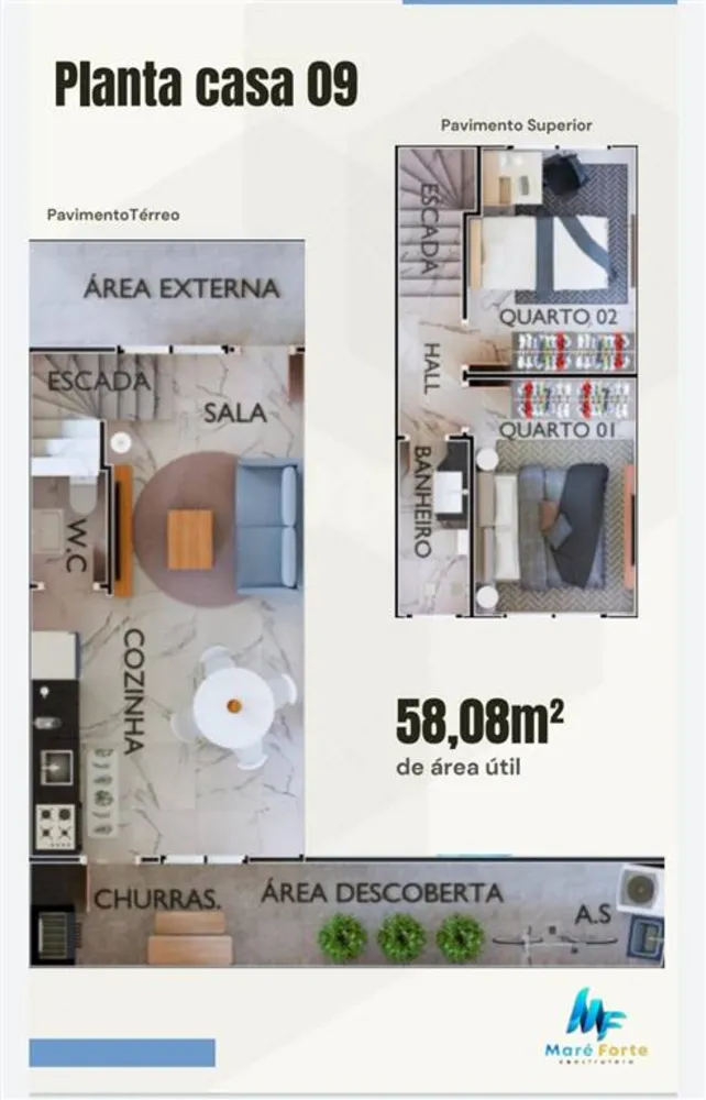 Sobrado, 2 quartos, 58 m² - Foto 2