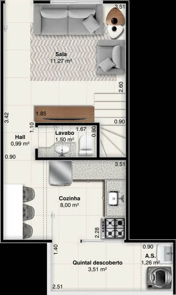 Sobrado, 2 quartos, 52 m² - Foto 2