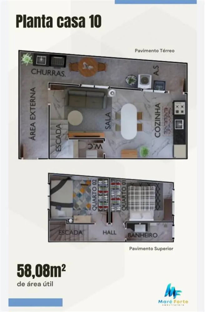 Sobrado, 2 quartos, 58 m² - Foto 1