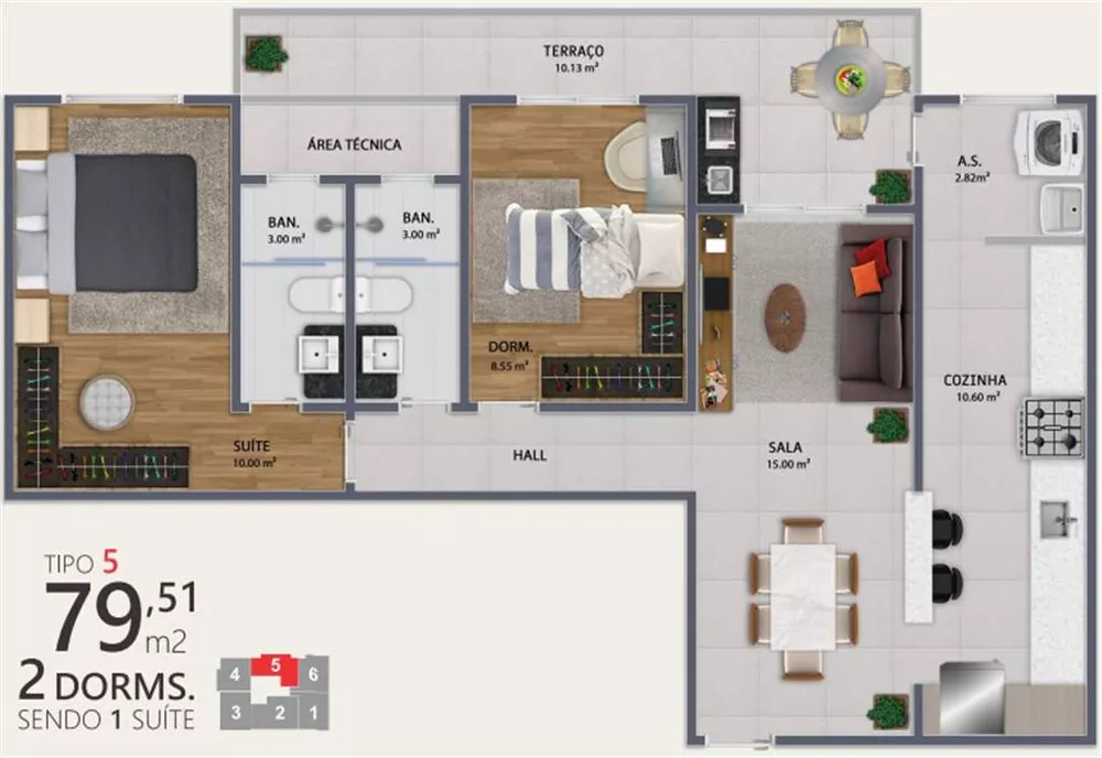 Apartamento à venda com 2 quartos, 80m² - Foto 6