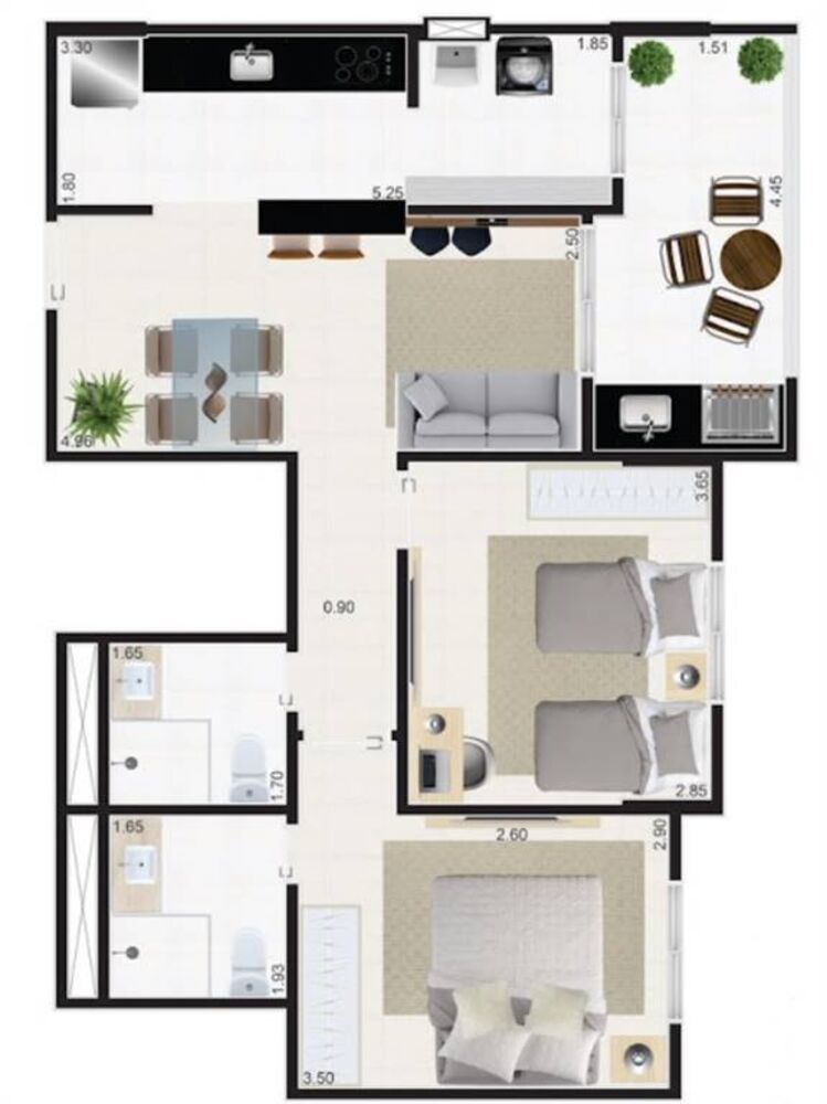 Apartamento, 2 quartos, 68 m² - Foto 2
