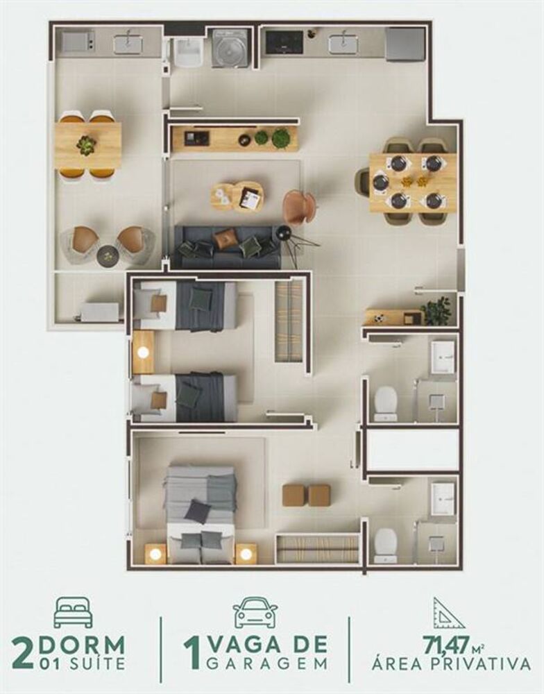 Apartamento, 2 quartos, 71 m² - Foto 1