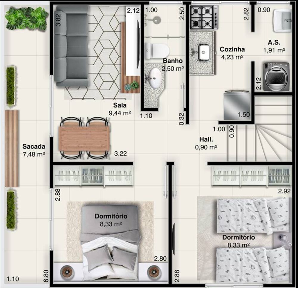 Casa, 2 quartos, 56 m² - Foto 3