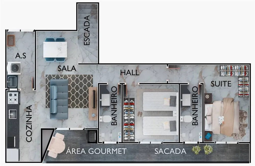 Sobrado, 2 quartos, 75 m² - Foto 3