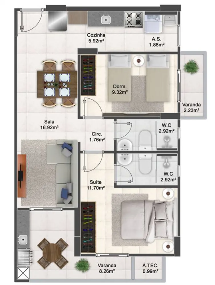 Apartamento, 2 quartos, 74 m² - Foto 7