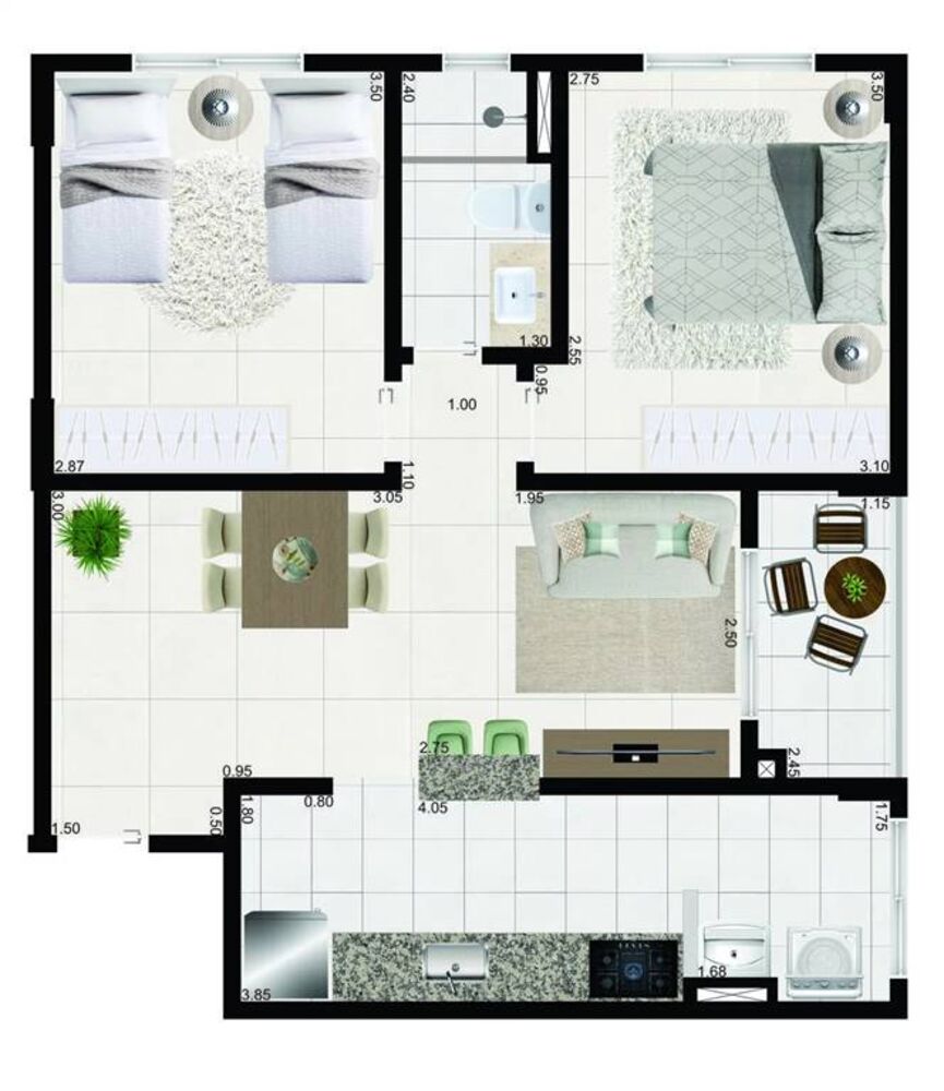 Apartamento, 2 quartos, 60 m² - Foto 3