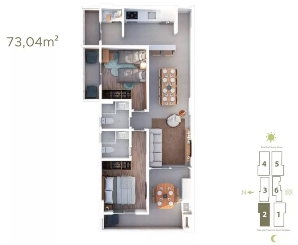 Apartamento, 2 quartos, 73 m² - Foto 2