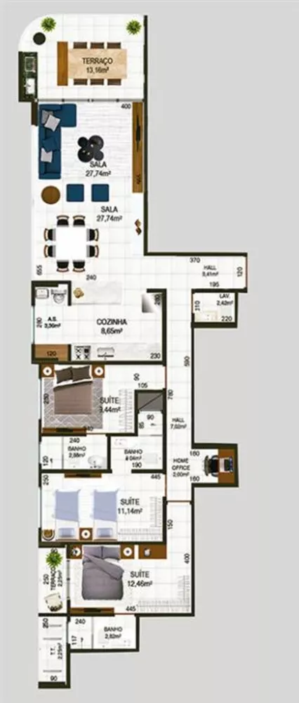 Apartamento à venda com 3 quartos, 132m² - Foto 2