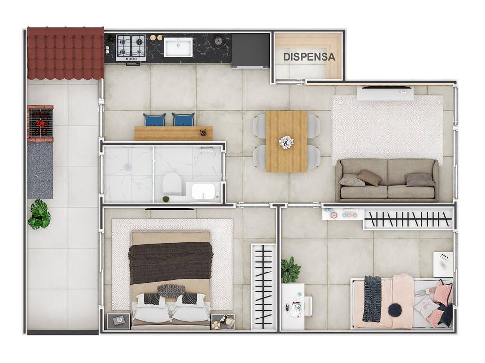 Casa, 2 quartos, 48 m² - Foto 2