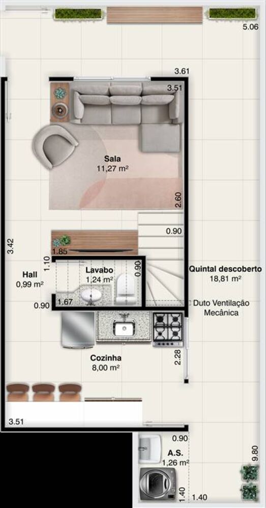 Sobrado, 2 quartos, 52 m² - Foto 2
