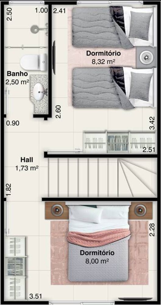 Sobrado, 2 quartos, 52 m² - Foto 1