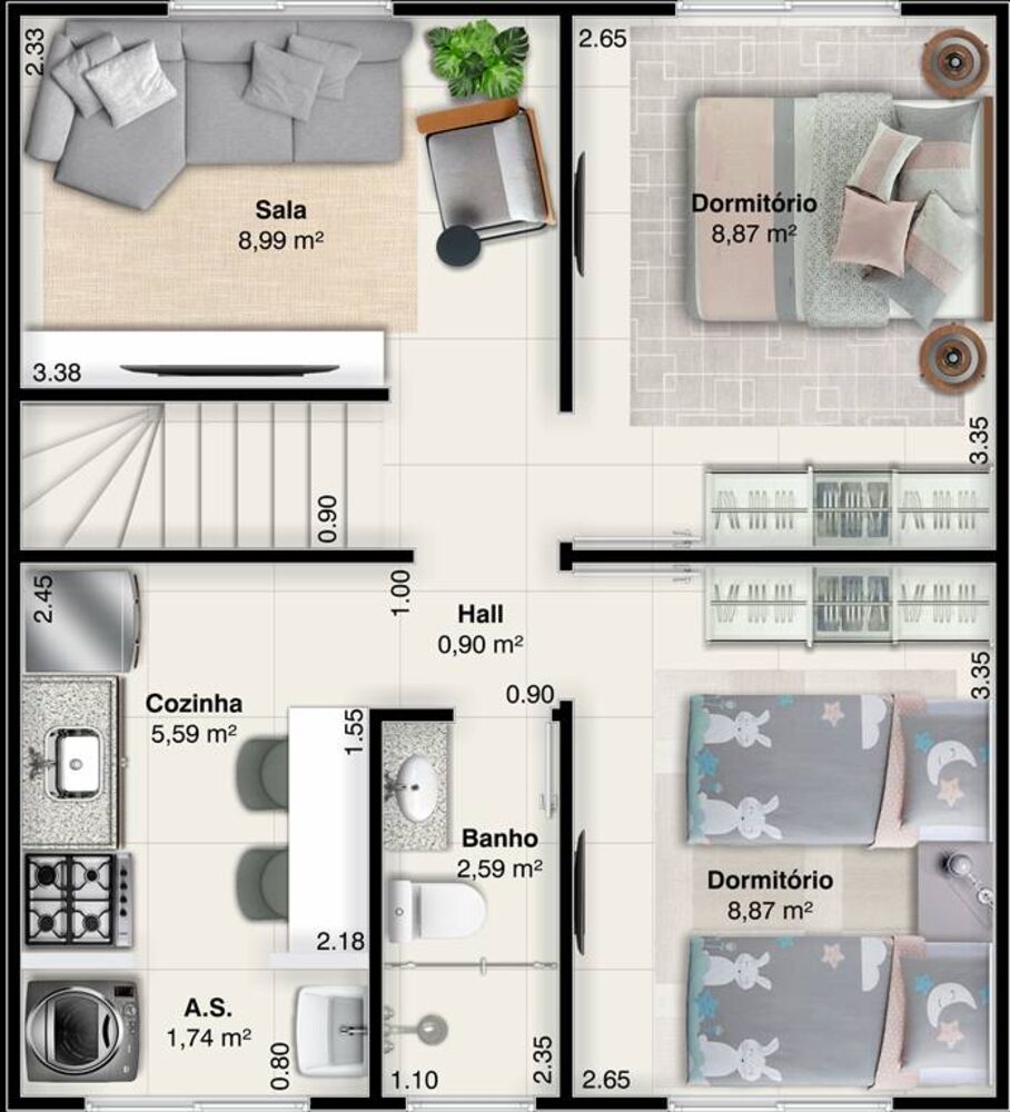 Casa, 2 quartos, 44 m² - Foto 3