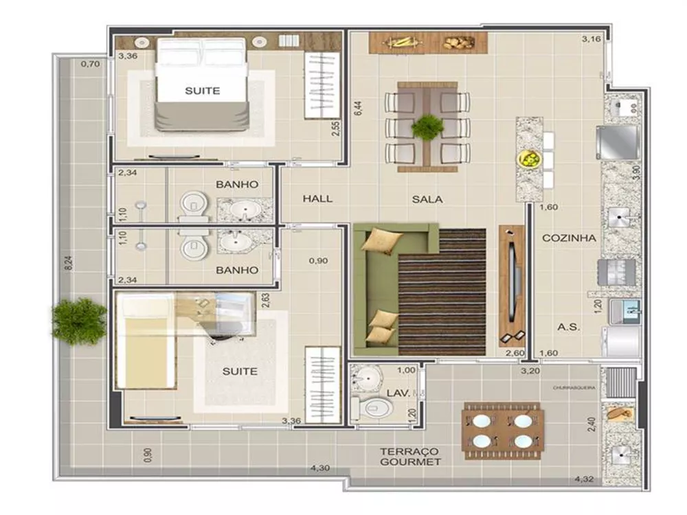 Apartamento à venda com 2 quartos, 78m² - Foto 2