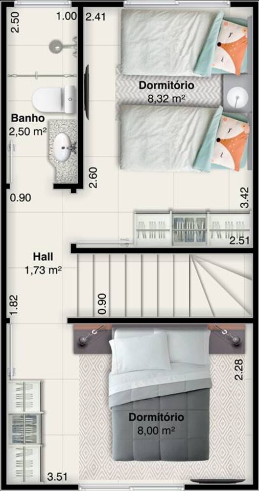 Sobrado, 2 quartos, 52 m² - Foto 1