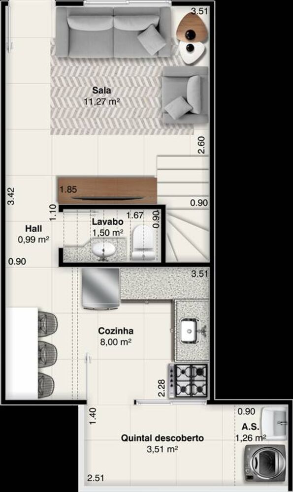 Sobrado, 2 quartos, 52 m² - Foto 2