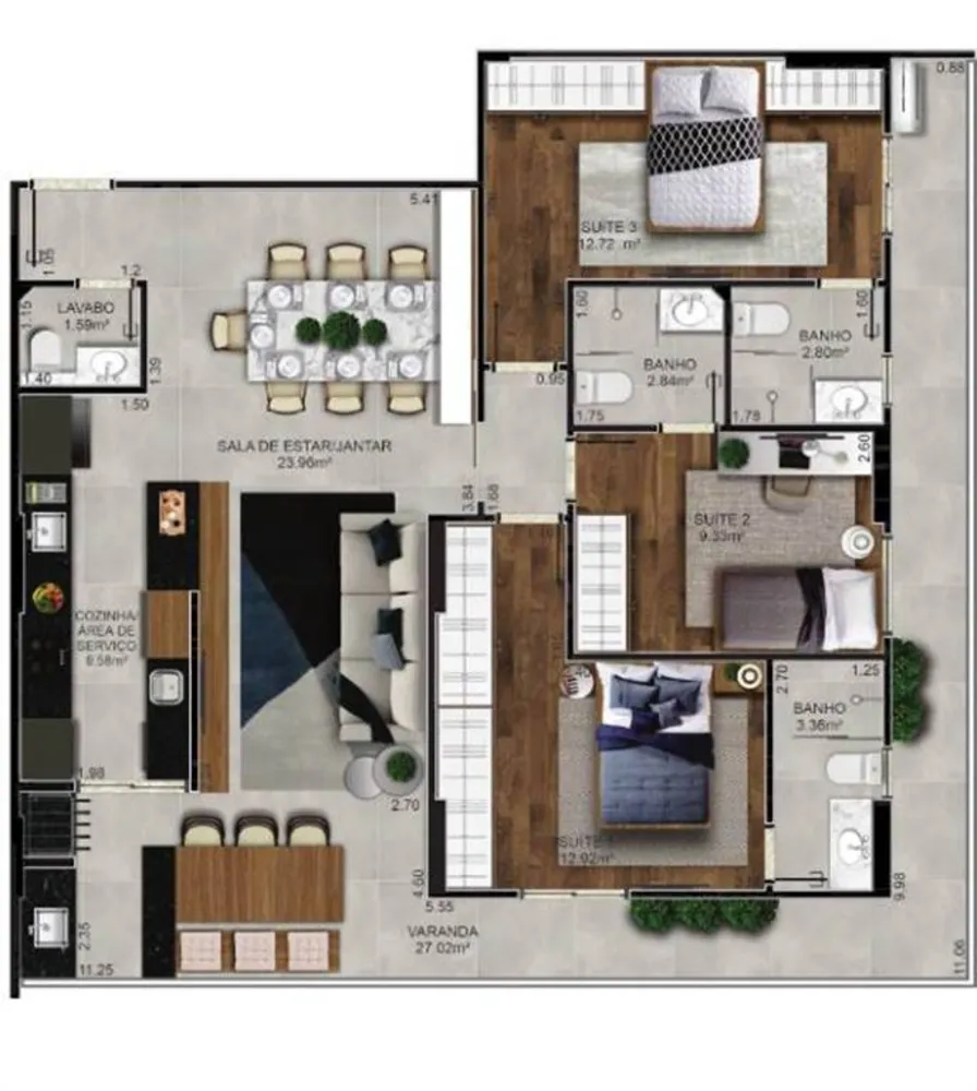 Apartamento, 3 quartos, 121 m² - Foto 1