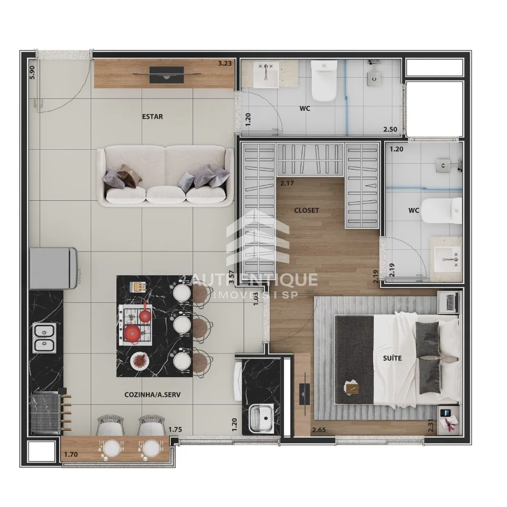 Apartamento, 1 quarto, 42 m² - Foto 9