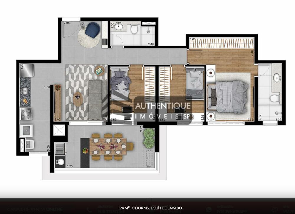 Apartamento, 3 quartos, 94 m² - Foto 3