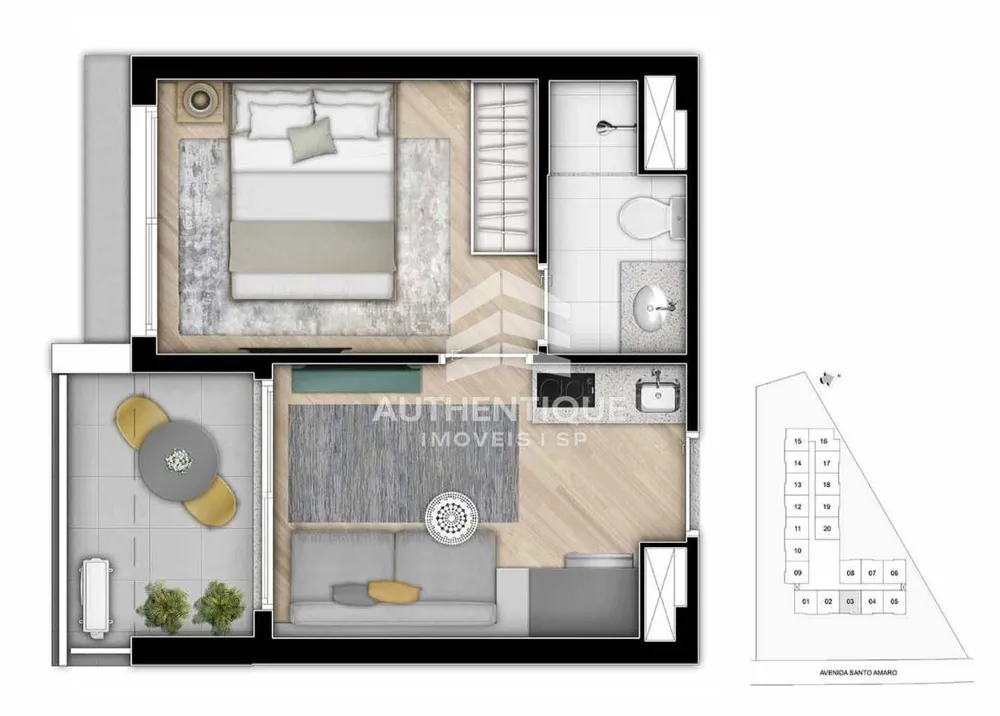 Apartamento, 1 quarto, 27 m² - Foto 1